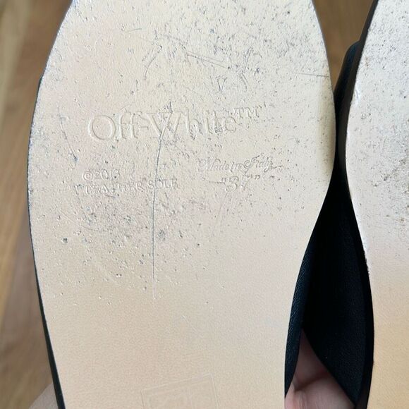 Off-White Paperclip Leather Sandals Black Gold Women’s Size 37 - Picture 6 of 9